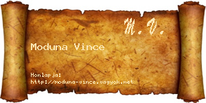 Moduna Vince névjegykártya